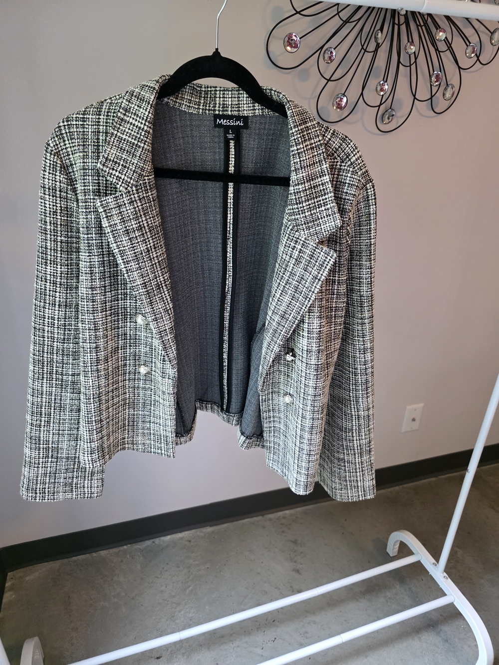 Black & White Tweed Blazer Jacket